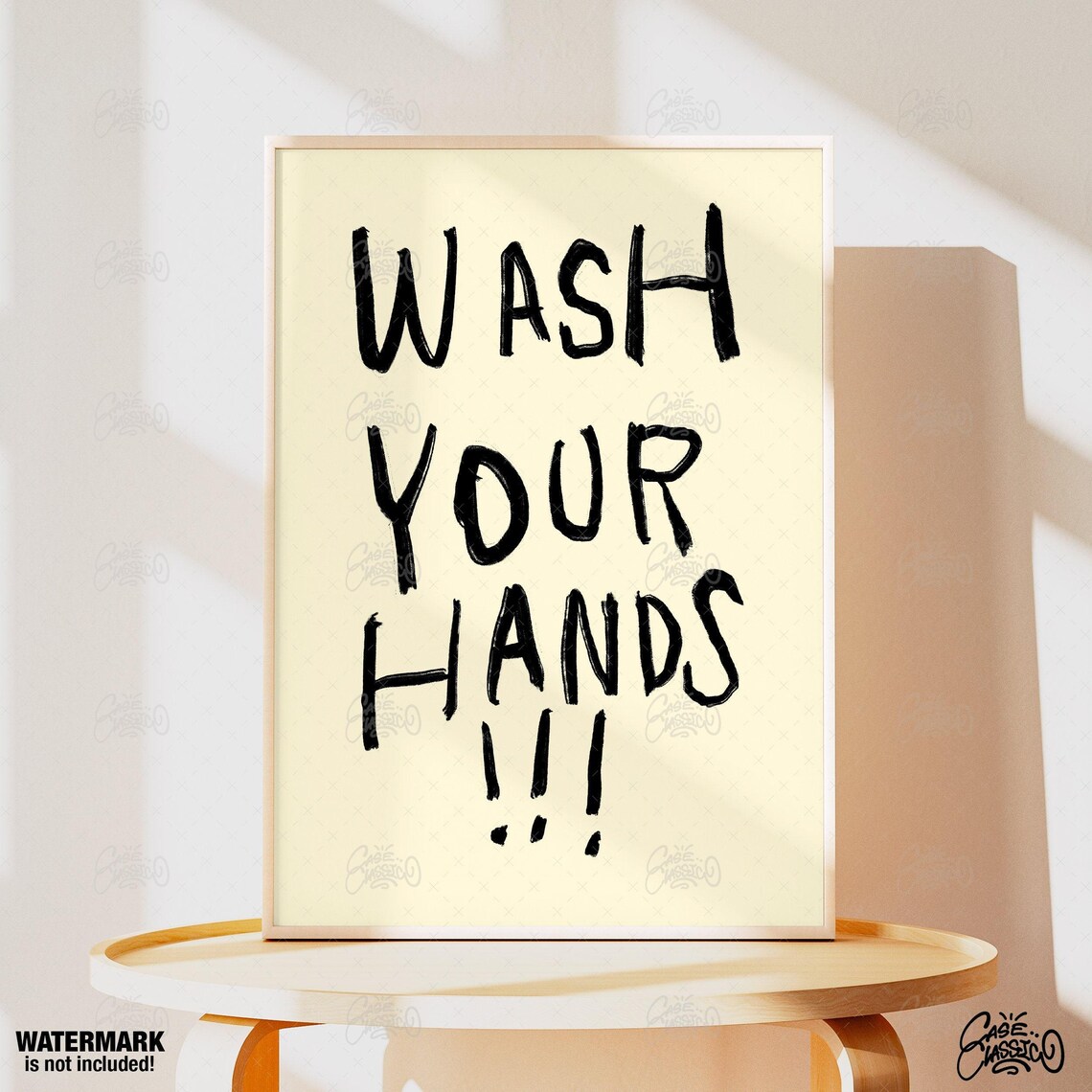 Wash Your Hands Funny Bathroom Poster in Handwritten Letters