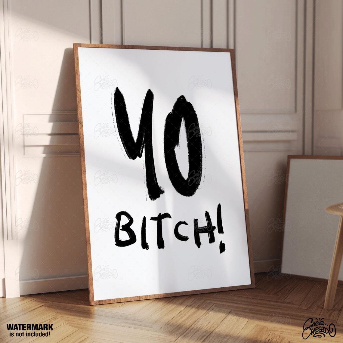 Yo Bitch Huge Black Brush Strokes Raw Humor Wall Art for Bold Bedrooms - Image 2