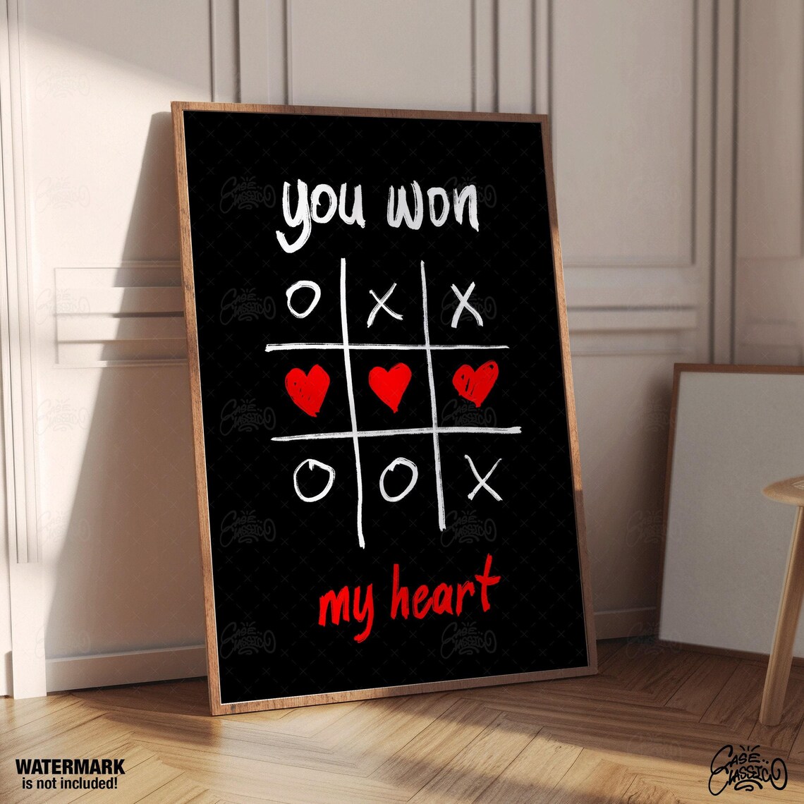 Clever Playful You Won My Heart Tic Tac Toe Love Game Poster - Image 4