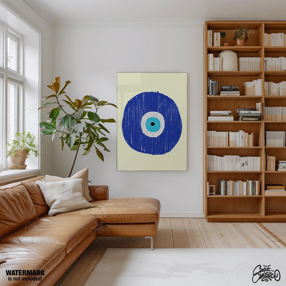 Blue Evil Eye Nazar Symbol Modern Minimalist Protection Art Print