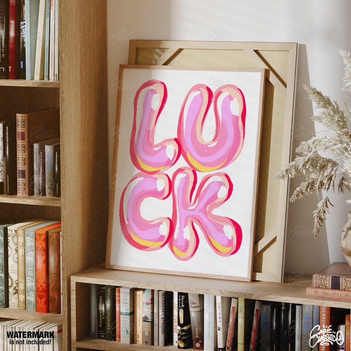 Luck Pink Bubble Letters Cheerful Typography Teen Room Poster - Image 2
