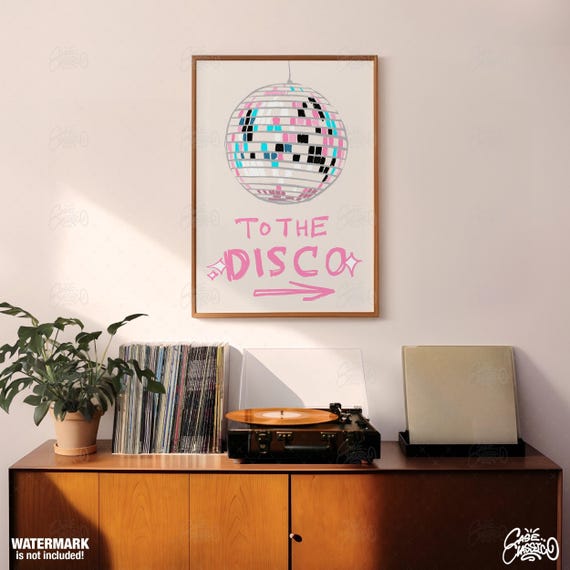 Disco Ball Poster Teen Girl Wall Art Indie Room Decor Girly Wall Art Fine Art Print Preppy Wall Art Quote Print Minimalist Wall Art