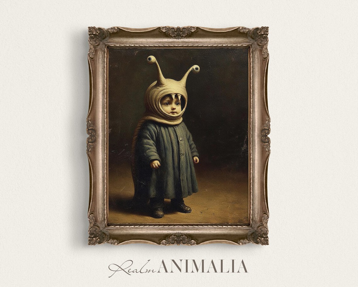 Child In Snail Costume Vintage Whimsical Halloween Portrait Art Print