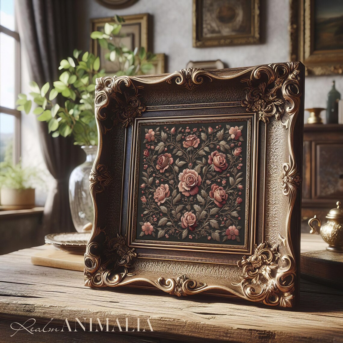 Vintage Embroidery Floral Botanical Wall Art Print - Image 4