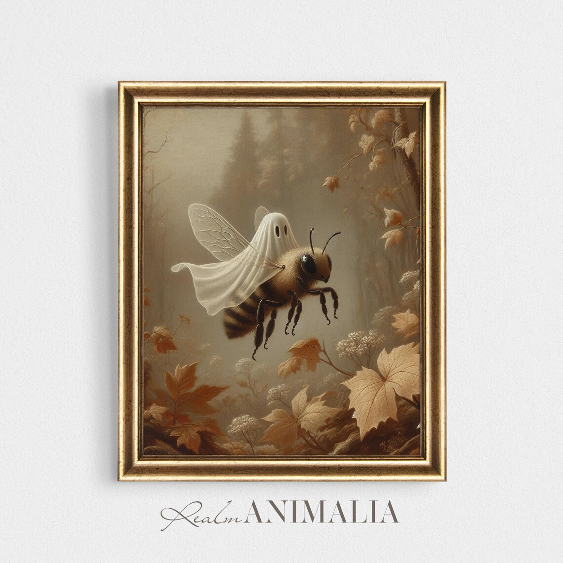 Little Ghost Riding on Honey Bee Art Print - Image 4