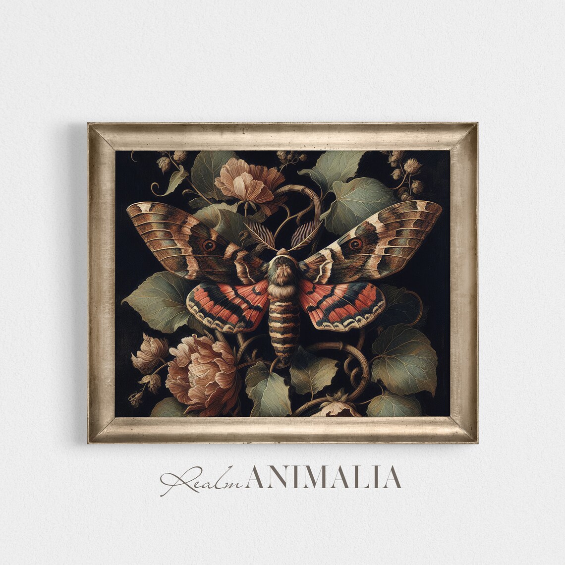 Moth Print, Dark Academia Gothic Wall Art - Image 2