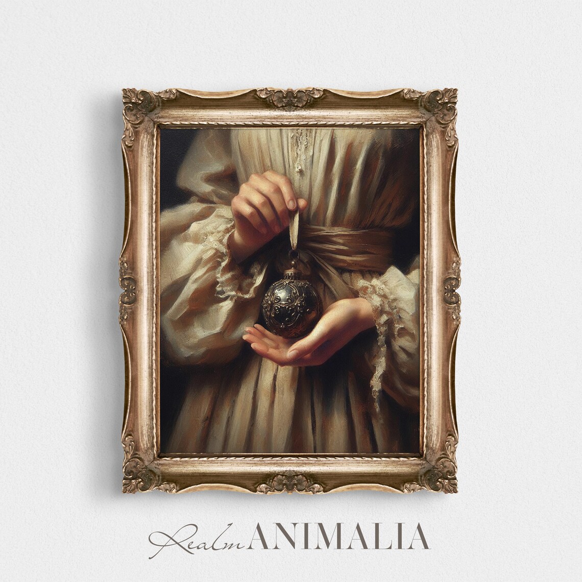Victorian Woman Holding Antique Christmas Ornament Bauble Poster - Image 4