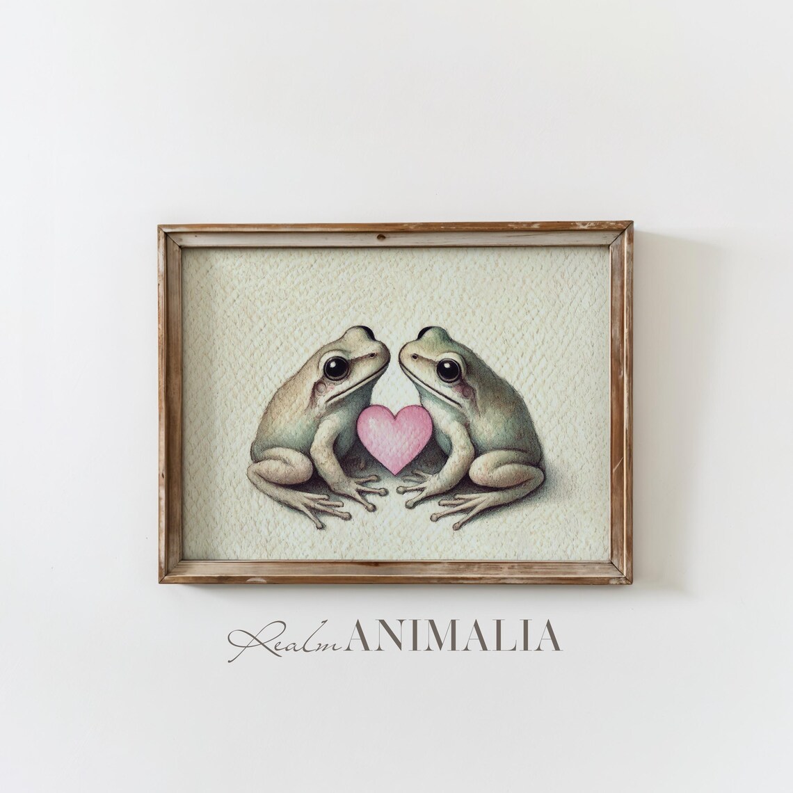 Two Cute Frogs Holding Pink Heart Watercolor Nursery Kids Room Poster - Image 3
