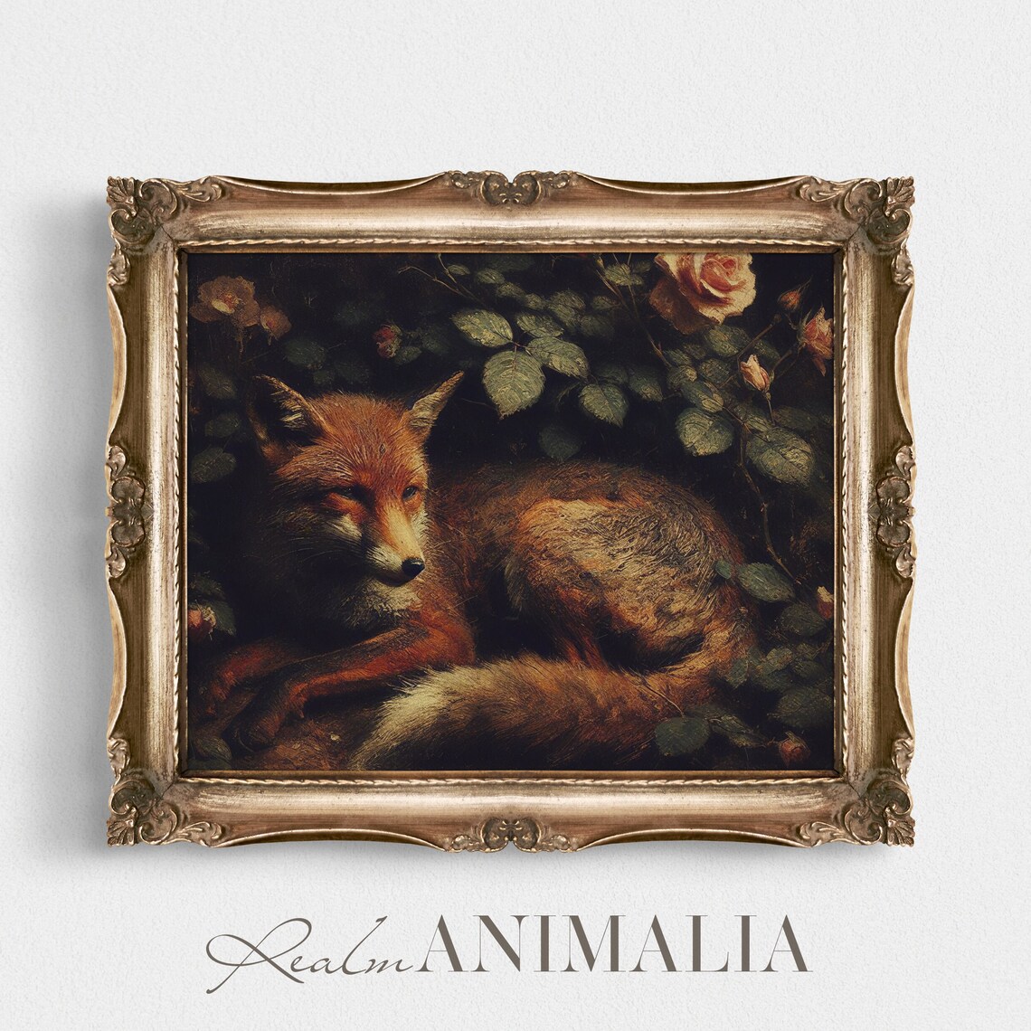 Vintage Fox Art Print, Floral Fox Fine Art - Image 2
