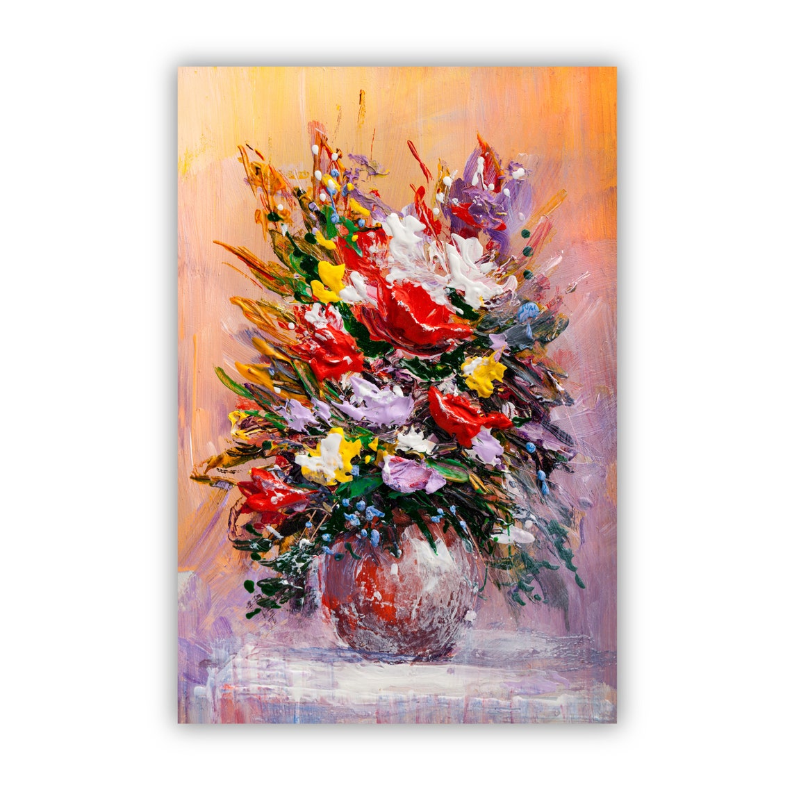 Flowers Oil Painting Flowers Still Life Poster Prints Flower Painting Prints Floral Texture Oil Painting Home Office Wall Art Decoration - Image 3