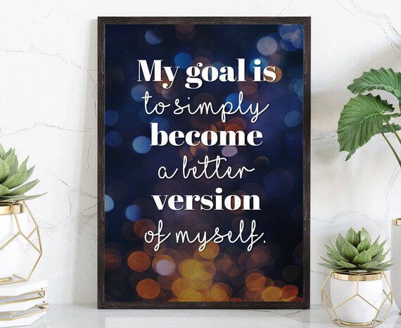 Better Version Of Myself Quote Golden Bokeh Night Lights Motivational Poster