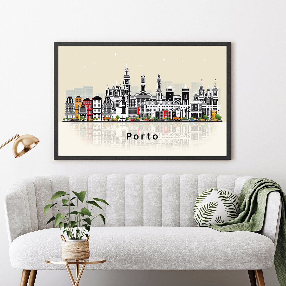 Porto Portugal Illustration Skyline Poster Modern Skyline Cityscape Poster Print Portugal Landmark Map Poster Home Wall Art Decoration - Image 3