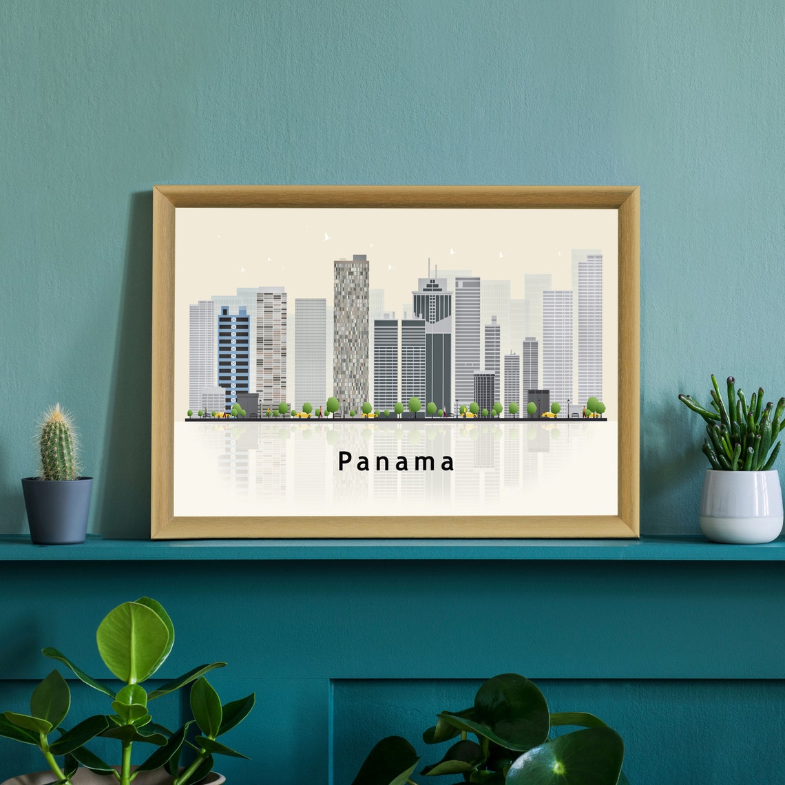 Panama City Central America Modern Towers Skyline Illustration Poster - Image 2