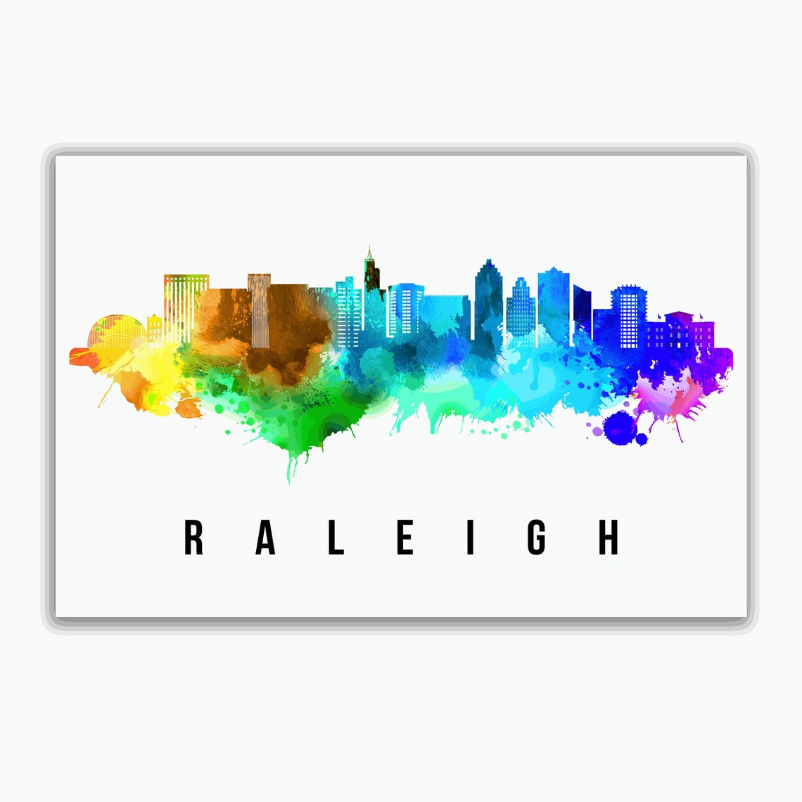 Raleigh Skyline North Carolina Poster North Carolina Cityscape Painting Raleigh North Carolina Poster Cityscape And Landmark Print - Image 2