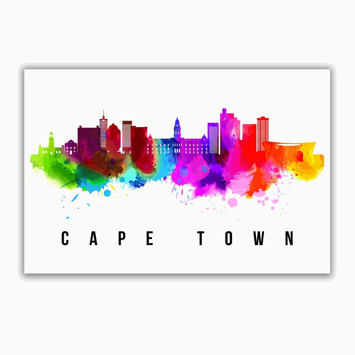 Cape Town South Africa Rainbow Watercolor Skyline Cityscape Poster - Image 4