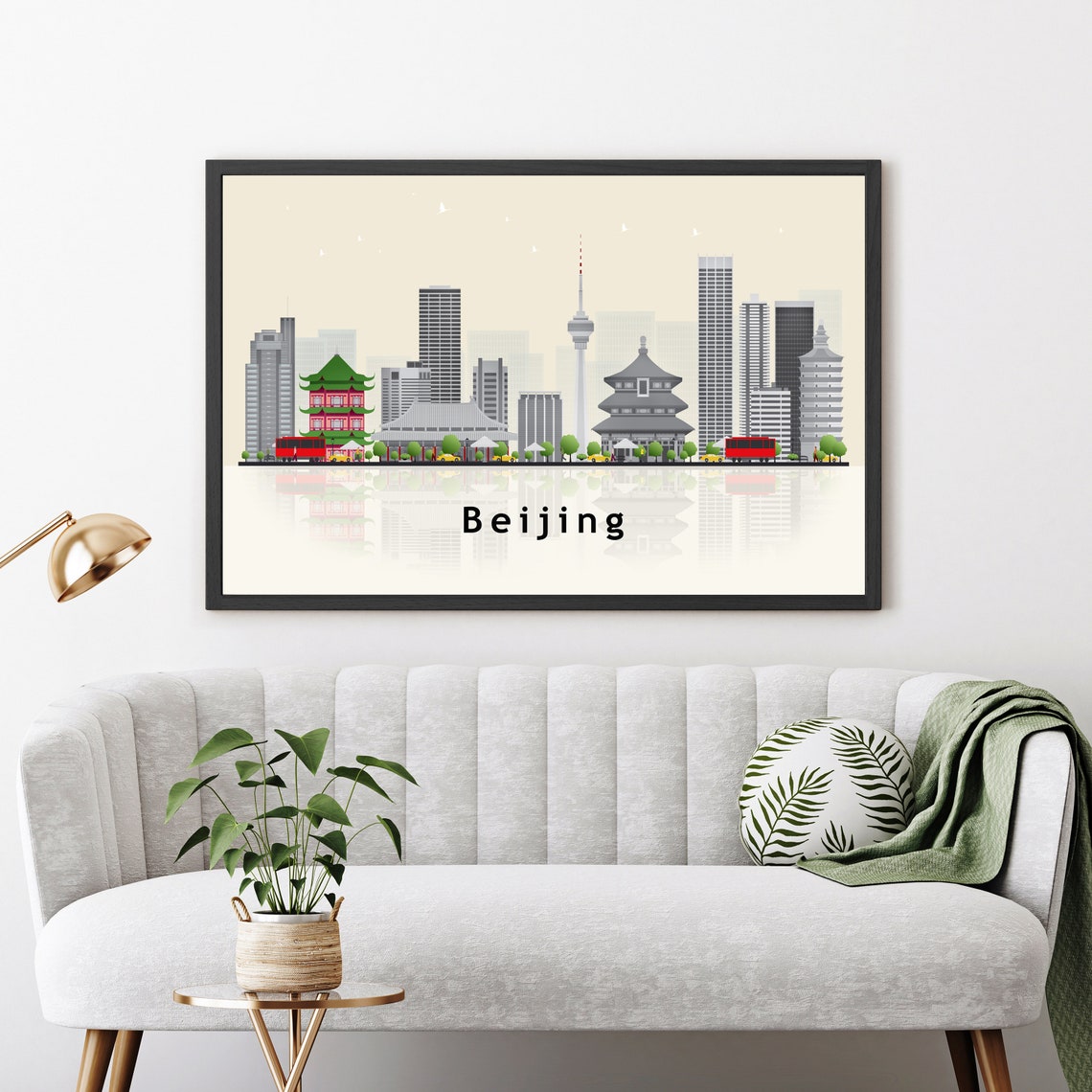 Beijing China Skyline Pagoda Towers Modern Cityscape Art Poster - Image 2