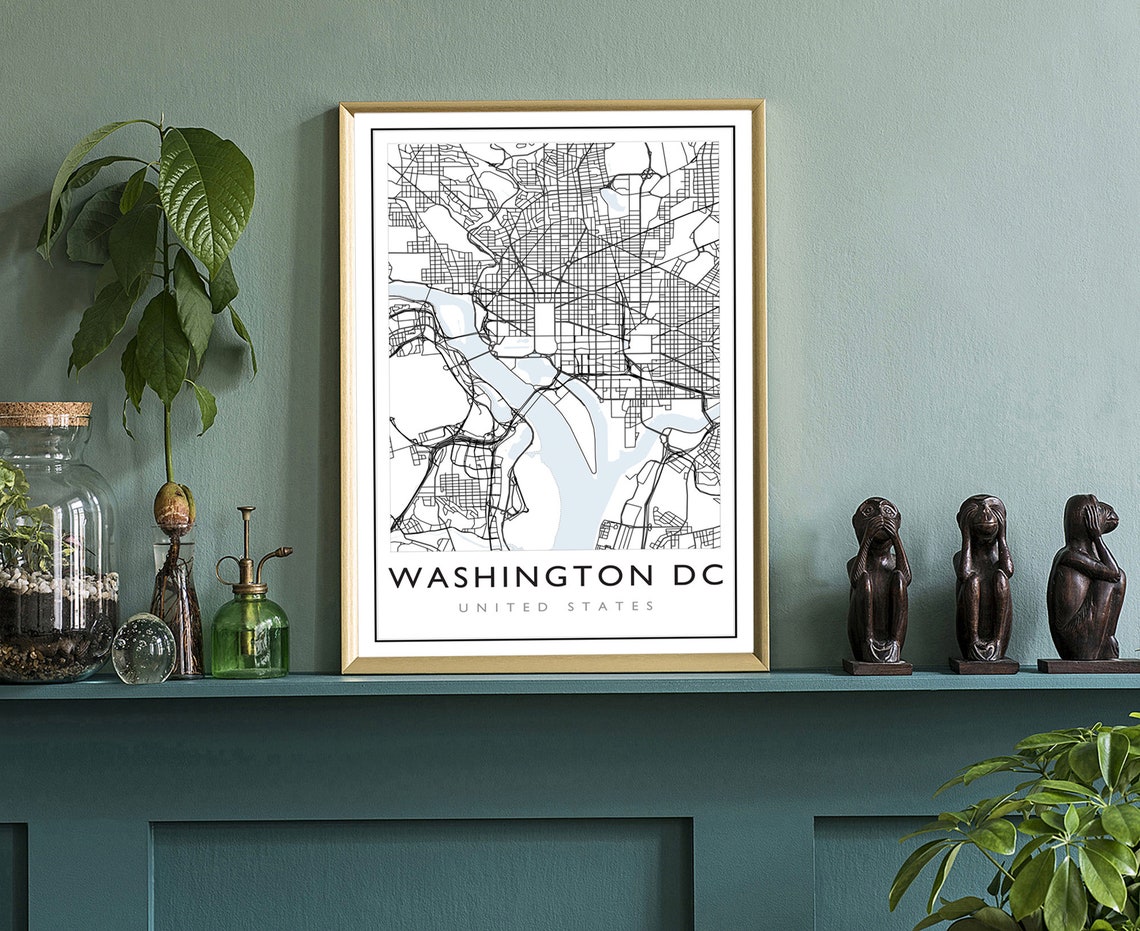 Washington DC USA City Street Road Map Minimalist Line Art Poster - Image 3