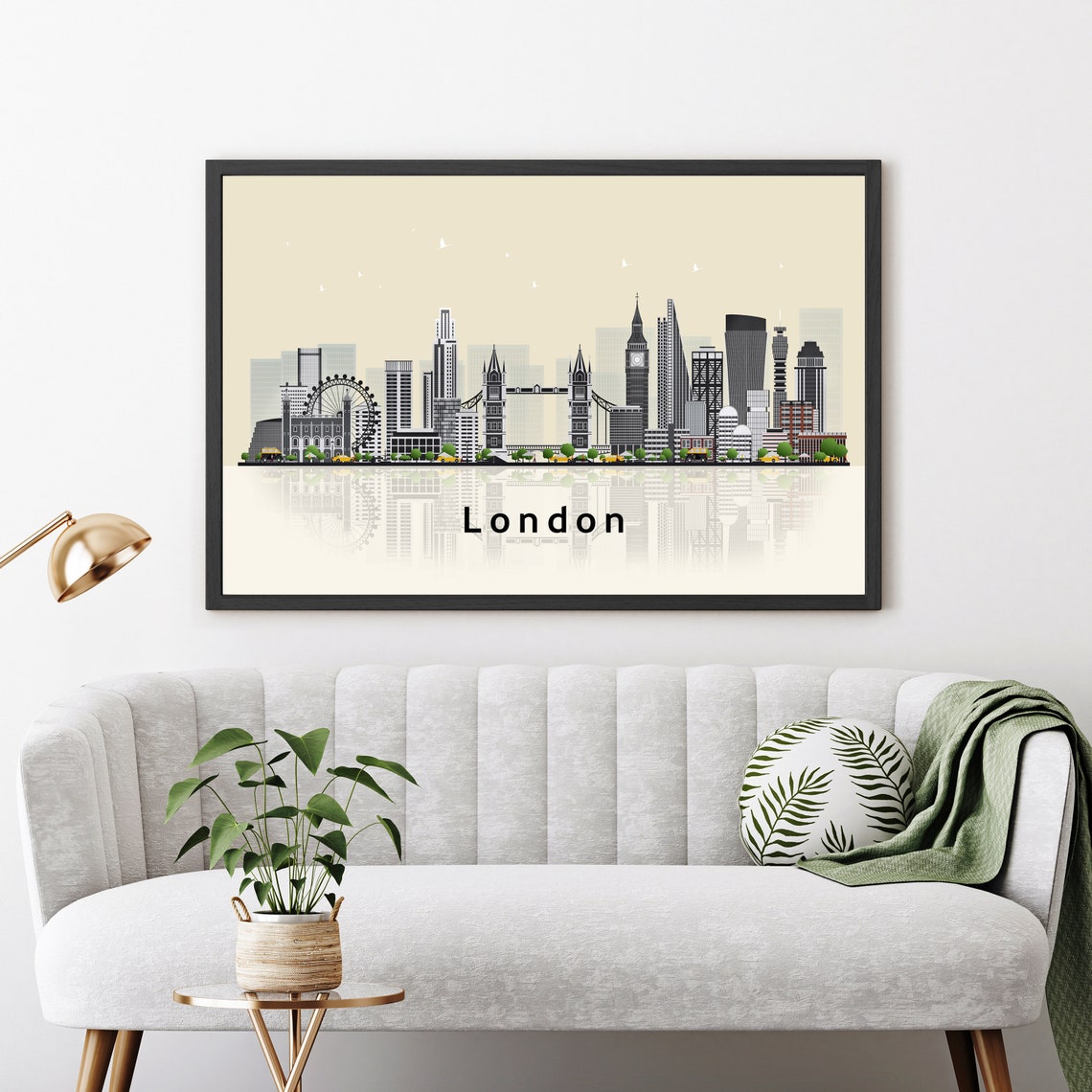 London England Skyline Illustration London Eye Tower Bridge Wall Art - Image 3