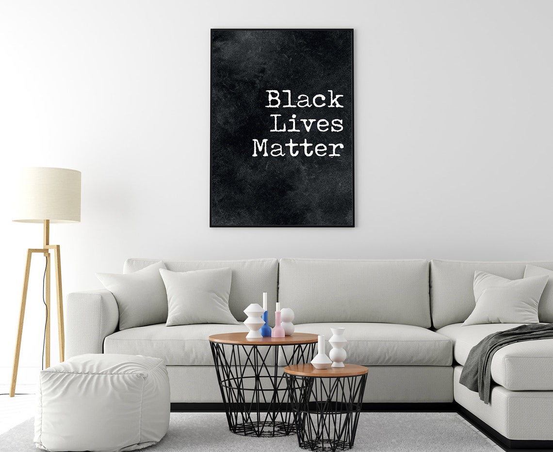 Black Lives Matter Bold Serif Text Protest Poster Black White Print - Image 4