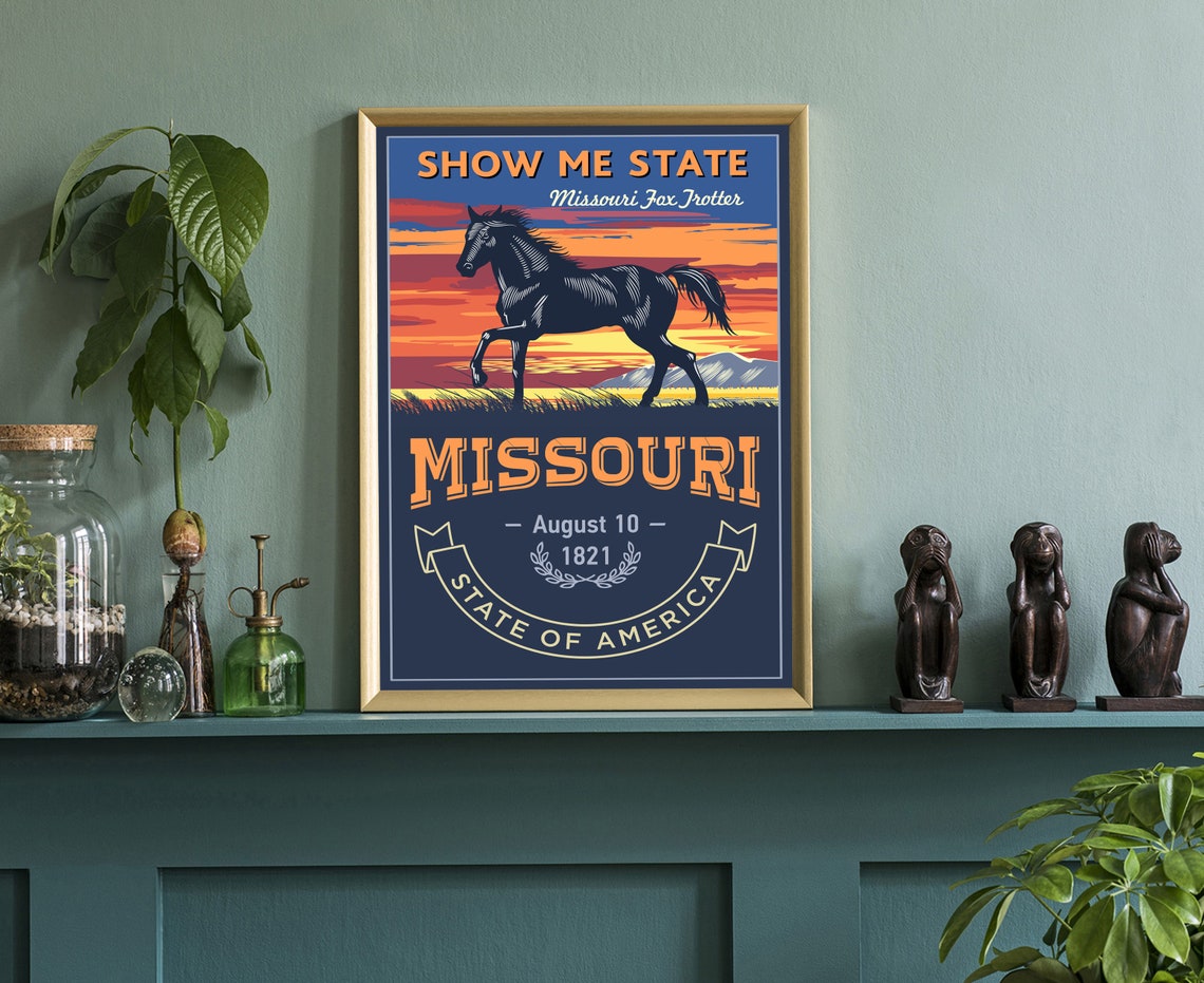 Missouri Fox Trotter Horse Sunset Show Me State Vintage Travel Poster - Image 3