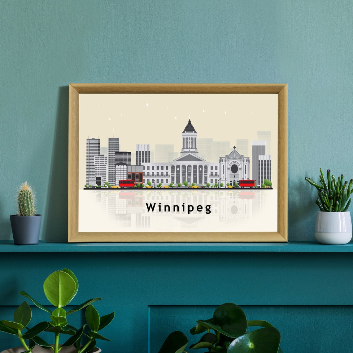 Winnipeg Canada Modern Skyline Illustration Landmarks Travel Poster - Image 2