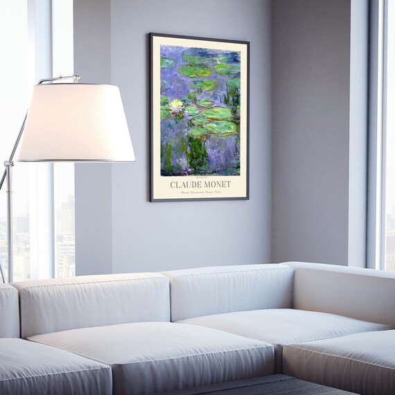 Claude Monet Water Lilies Lily Pads Blue Pond Gallery Art Poster