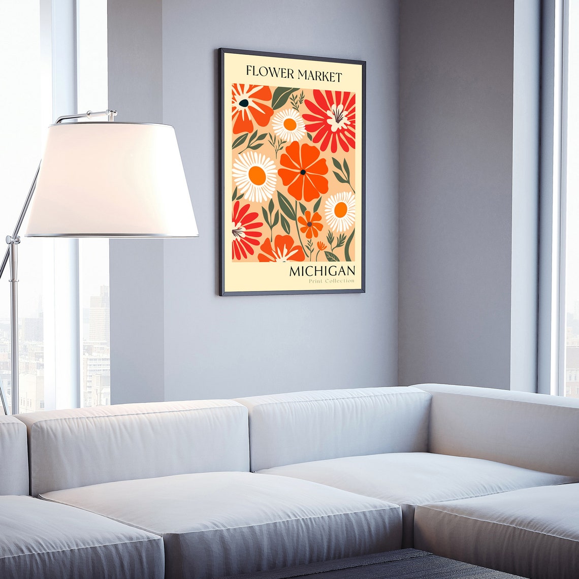 Michigan Flower Market Retro Botanical Daisy Floral Boho Wall Art - Image 3