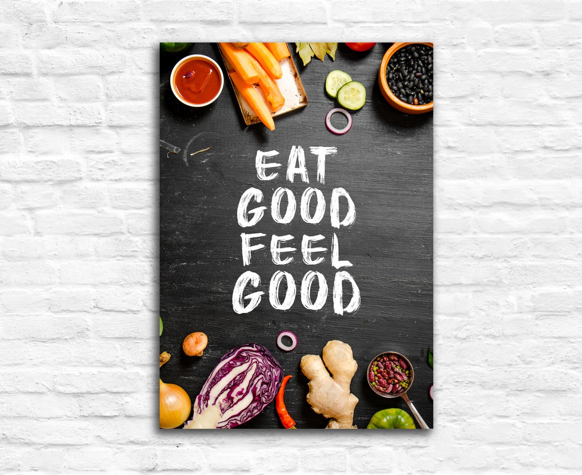 Eat Good Feel Good Chalkboard Kitchen Quote Motivational Wall Poster - Image 3