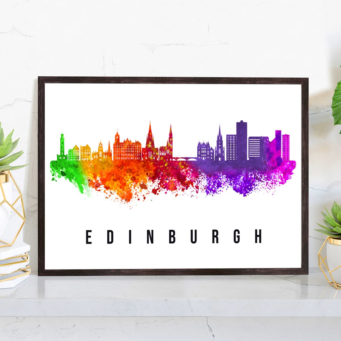 Scotland Edinburg Poster Skyline Poster Cityscape Poster Scotland Landmark City Illustration Poster Home Wall Art Office Wall Art