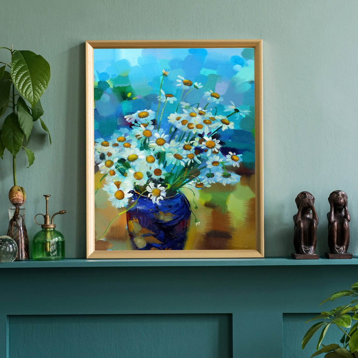Flowers Oil Painting Flowers Still Life Poster Prints Flower Painting Prints Floral Texture Oil Painting Home Office Wall Art Decoration - Image 3