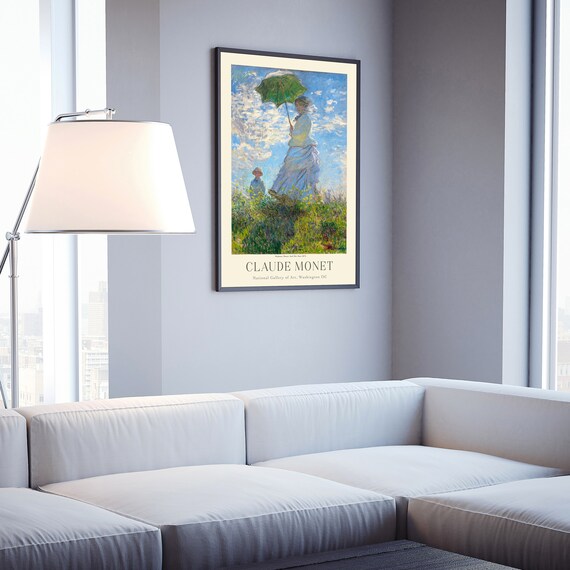 Claude Monet Woman With Parasol Windy Hill Meadow Art Poster