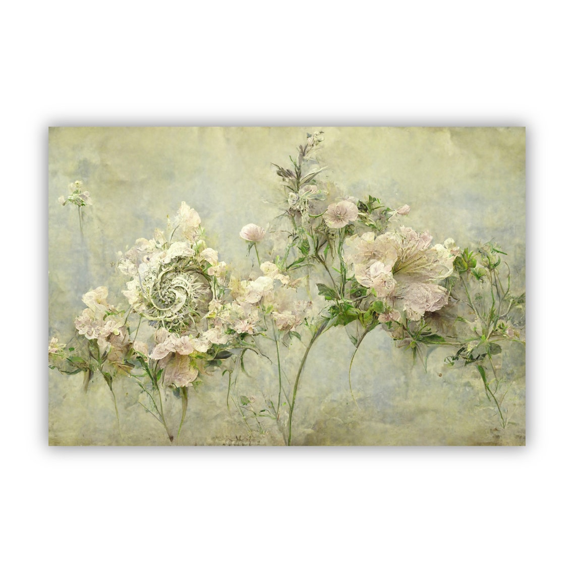 White Blossom Delicate Botanical Watercolor Floral Art Poster Print - Image 2