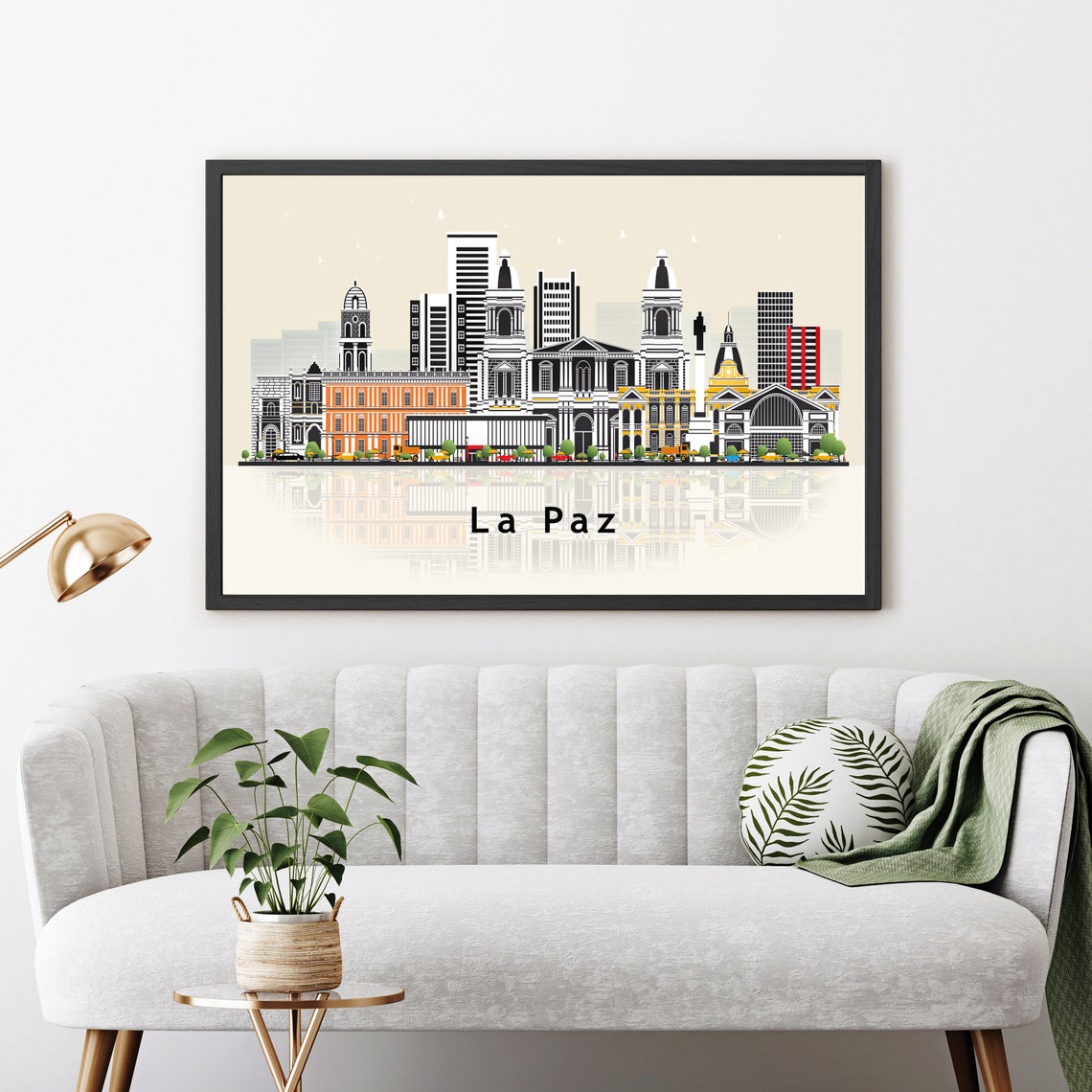 La Paz Bolivia City Skyline Reflection Illustration Travel Poster - Image 3