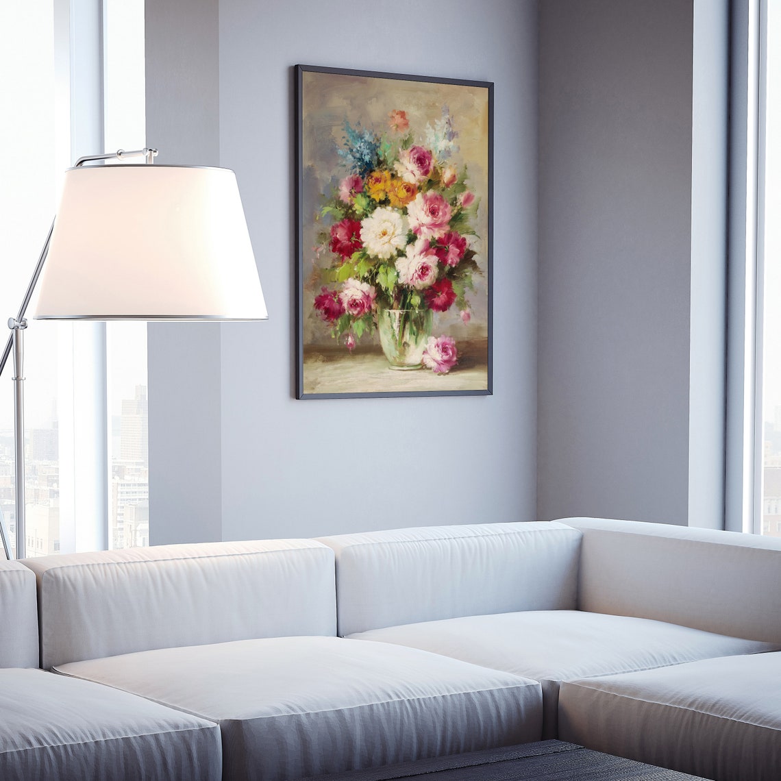 White Daisy Poppies Meadow Wildflower Oil Painting Art Poster Print - Image 4