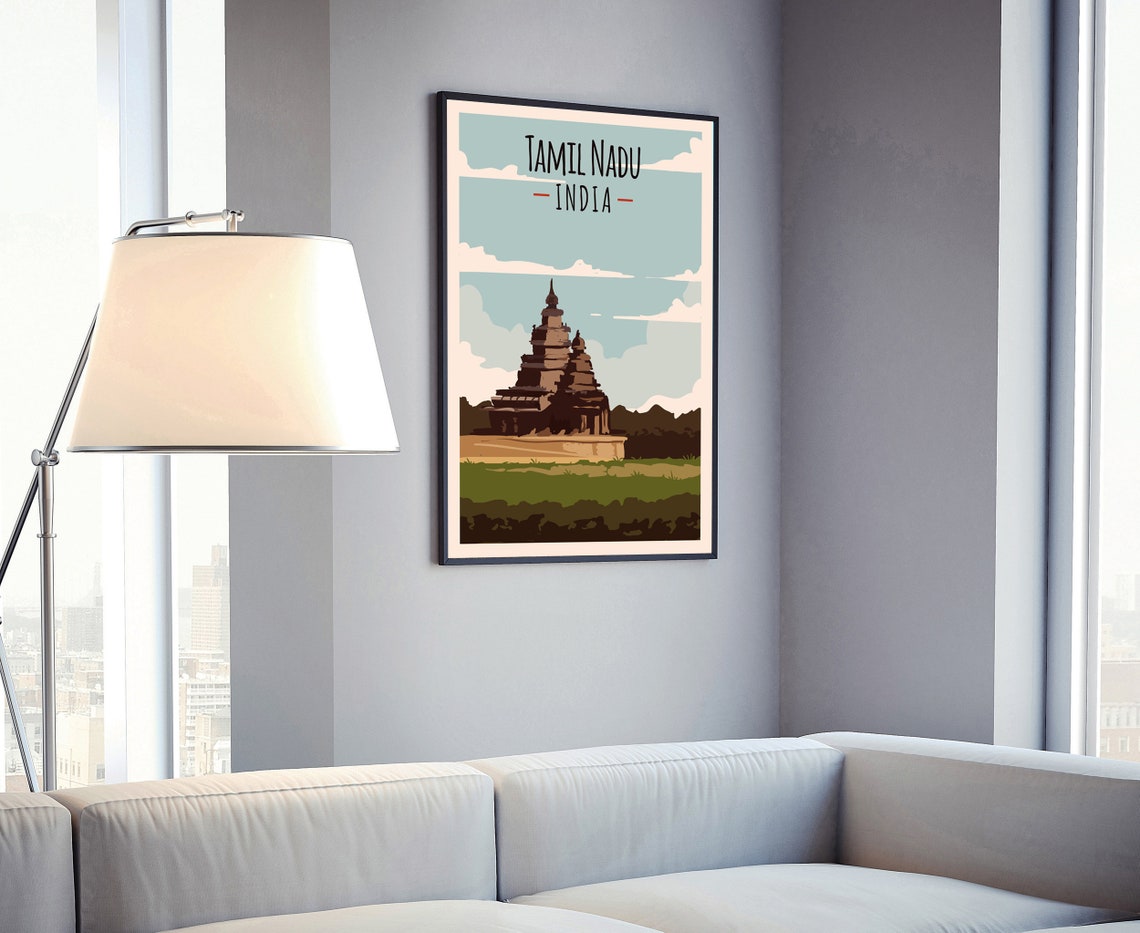 Tamil Nadu India Ancient Temple Tower Retro Vintage Travel Poster - Image 4