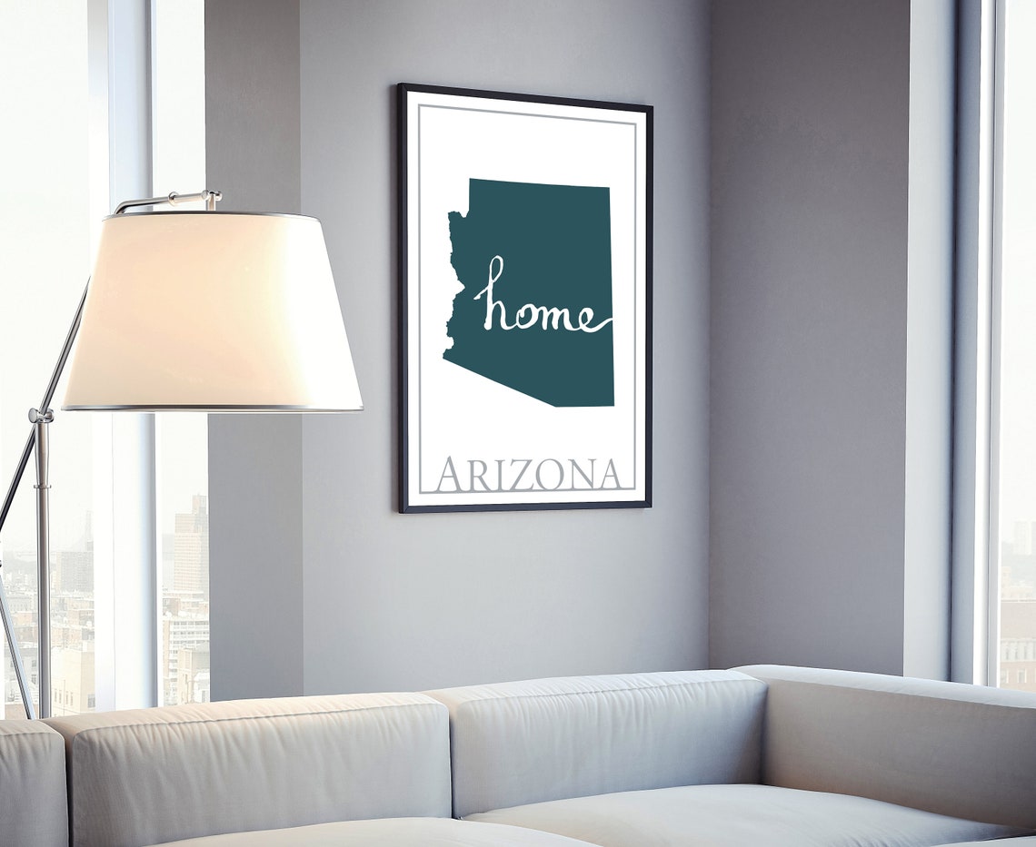 Arizona Home State Map Silhouette Teal Minimalist Wall Art Poster - Image 4