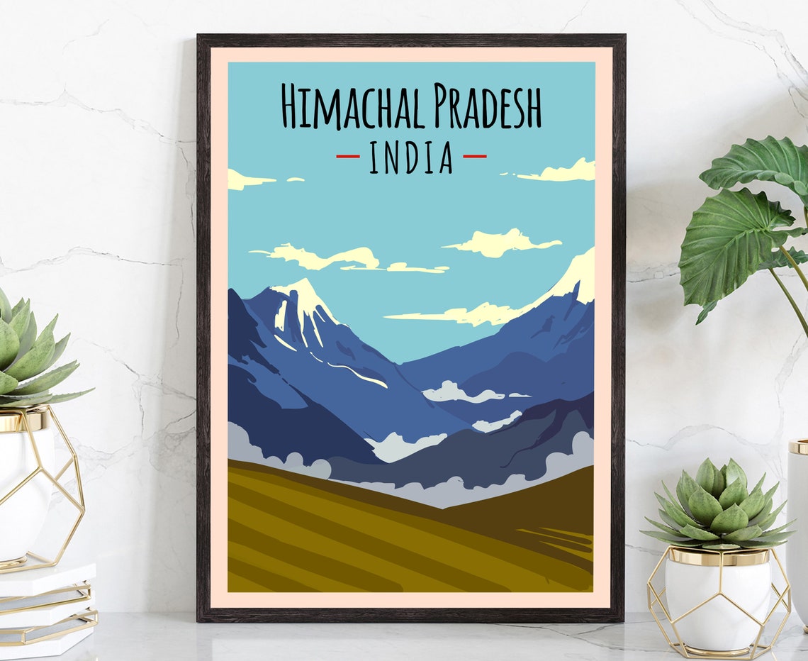 Himachal Pradesh Himalayan Snow Peaks Golden Valley Scenic Poster