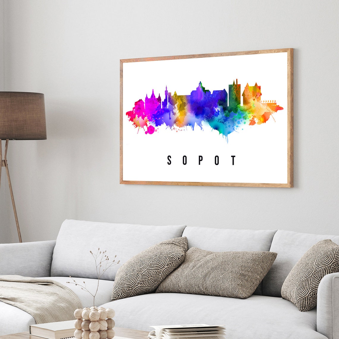 Sopot Poland Seaside Resort Abstract Skyline Watercolor Poster - Image 3
