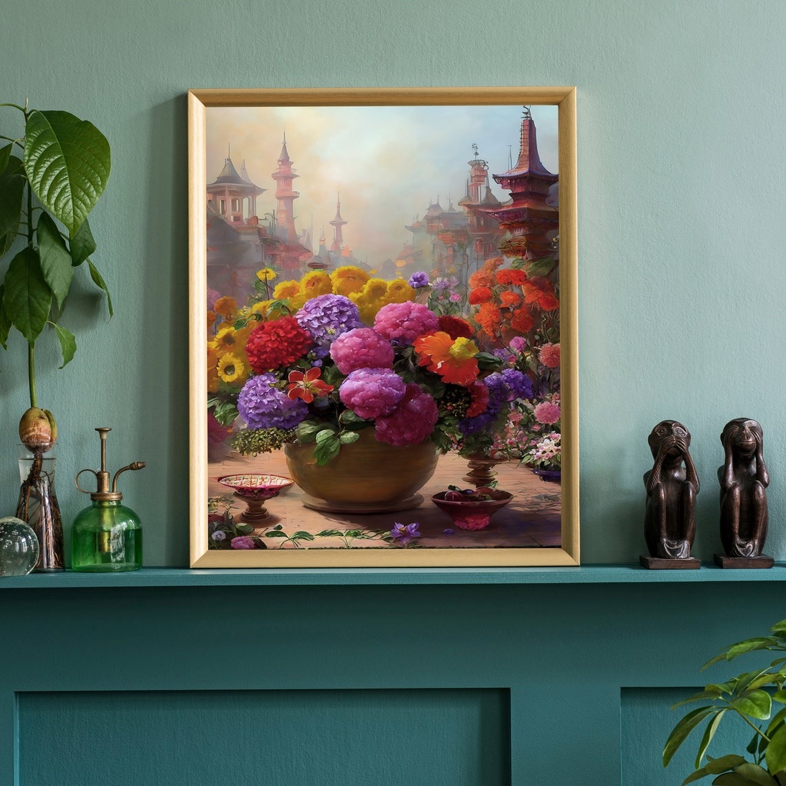 Flowers Oil Painting Flowers Still Life Poster Prints Flower Painting Prints Floral Texture Oil Painting Home Office Wall Art Decoration - Image 4