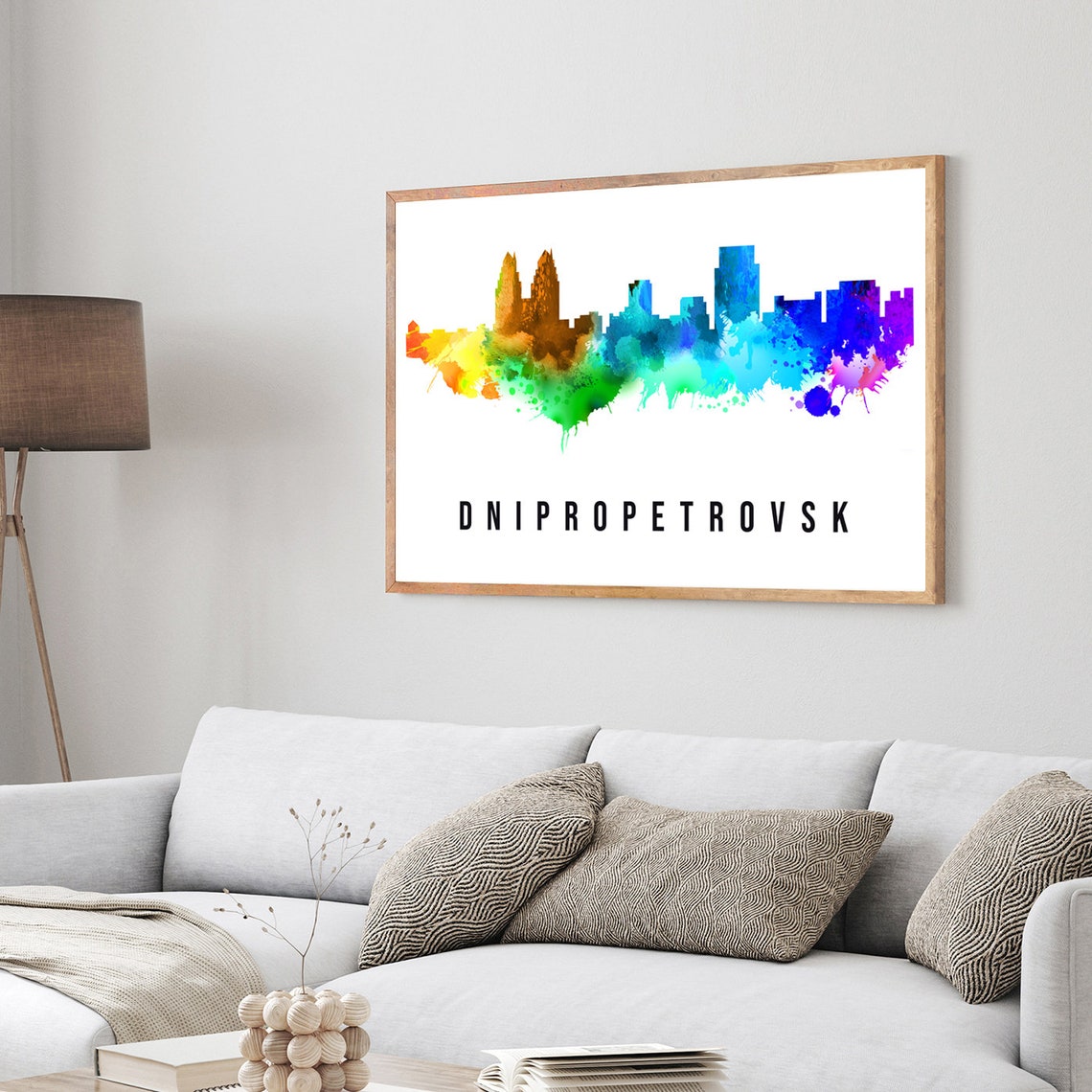 Dnipropetrovsk Ukraine Skyline Watercolor Poster with Riverside Towers - Image 3