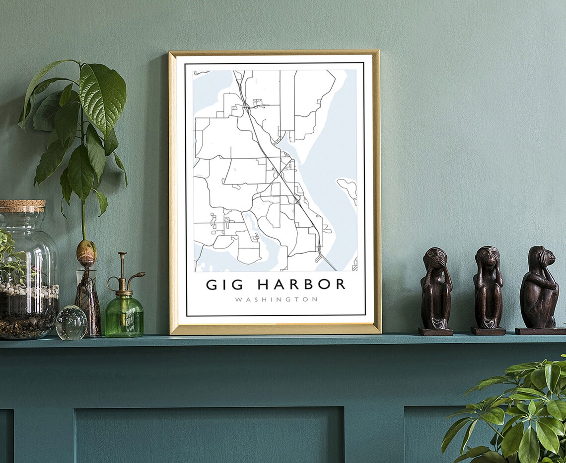 Gig Harbor Washington City Street Map Minimalist Modern Line Art Poster - Image 3