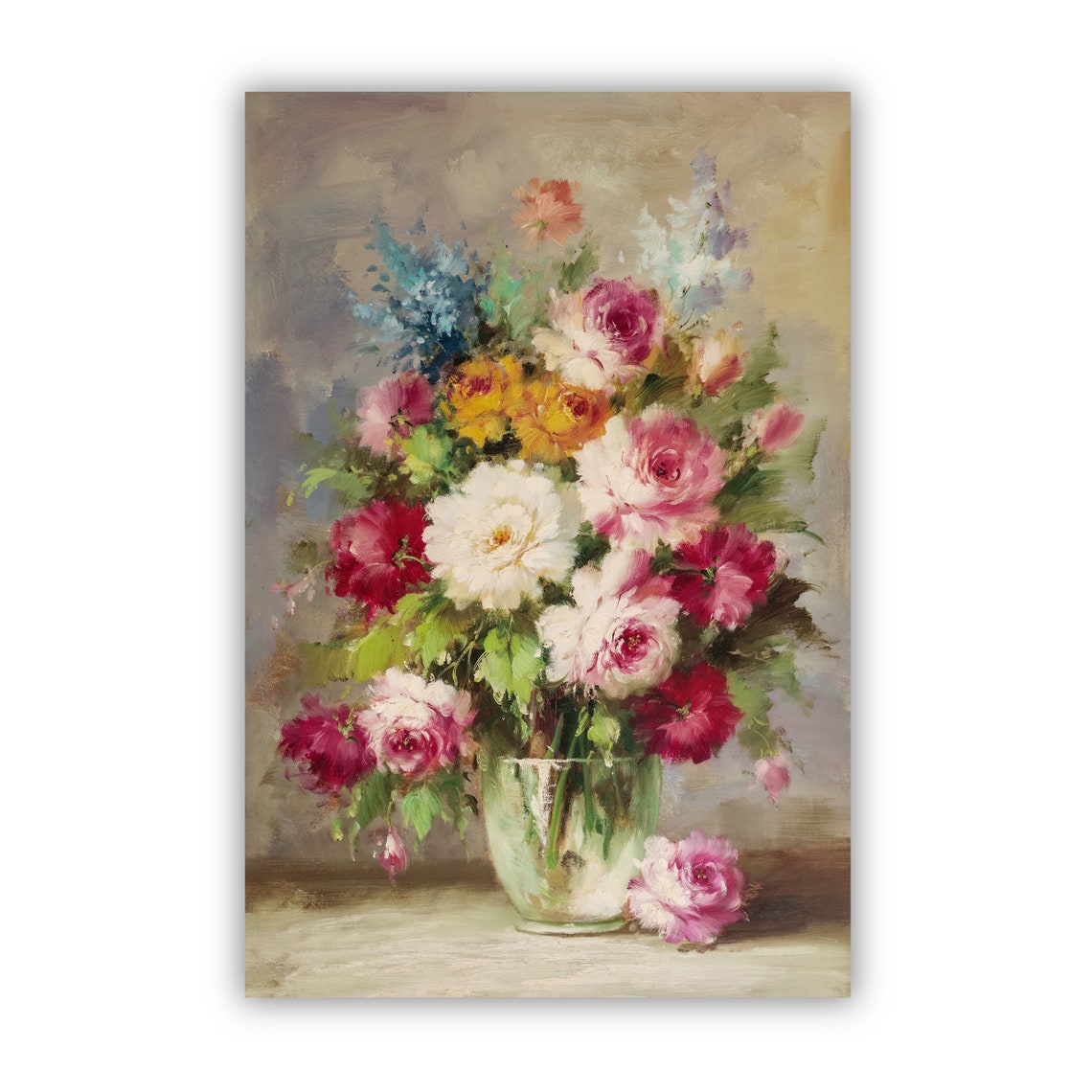 Flowers Oil Painting Flowers Still Life Poster Prints Flower Painting Prints Floral Texture Oil Painting Home Office Wall Art Decoration - Image 3