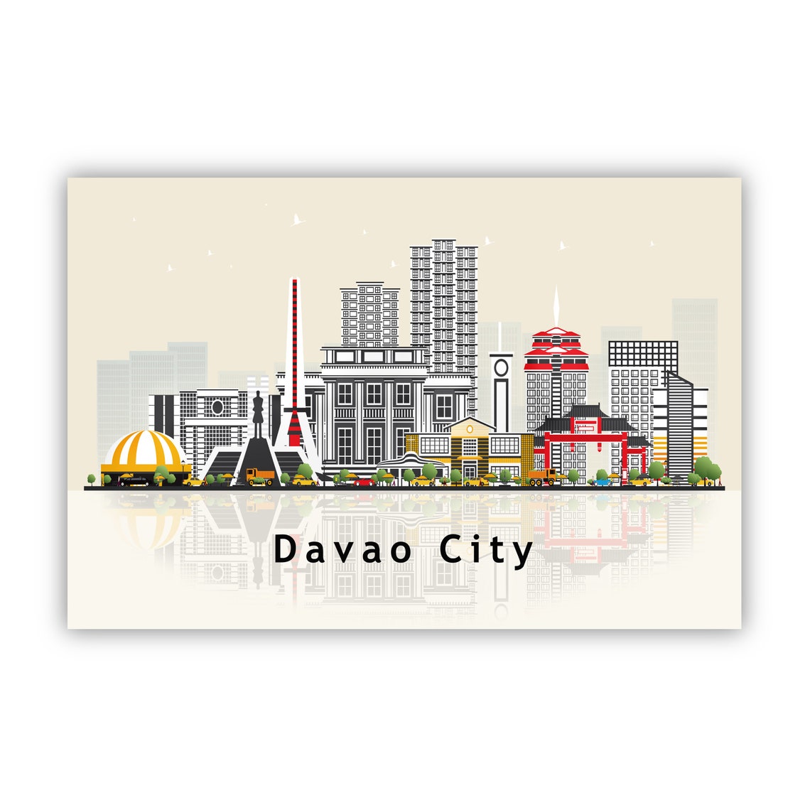 Davao City Philippines Golden Dome Skyline Illustration Travel Poster - Image 2