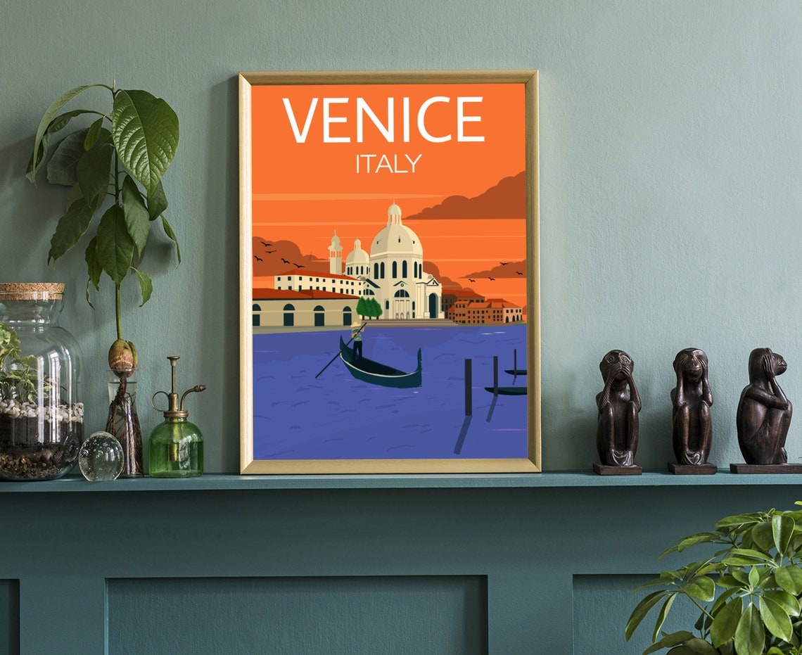 Venice Italy Grand Canal Gondola Sunset Landmark Travel Poster Art - Image 3