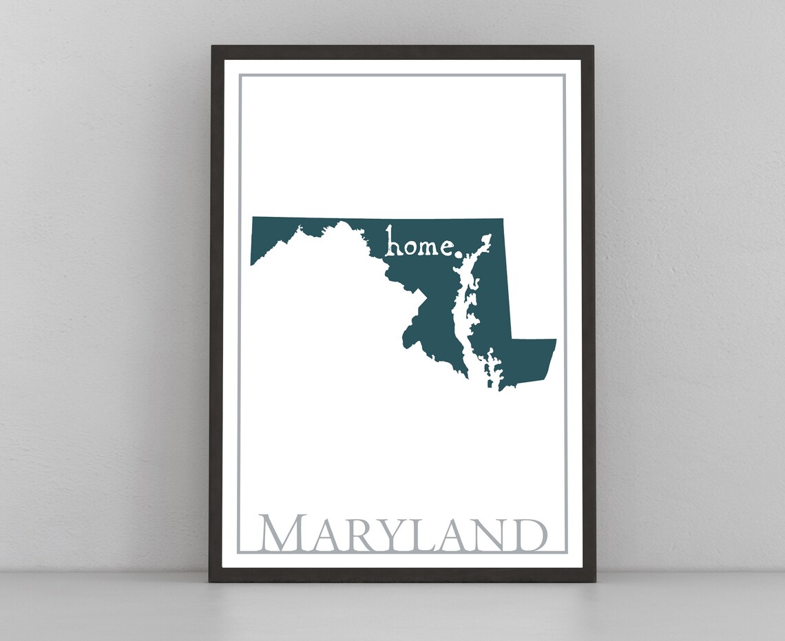 Maryland Modern Map Poster Print, State Map Wall Art