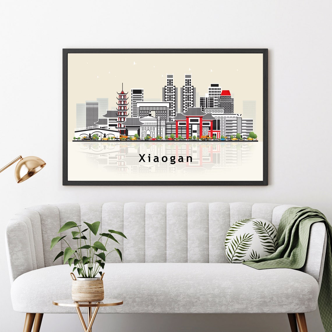 Xiaogan China Red Pagoda Gate Skyline Illustration Travel Poster - Image 3