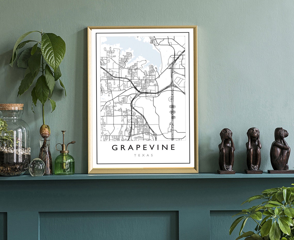 Grapevine Texas City Street Map Minimalist Modern Travel Poster - Image 3