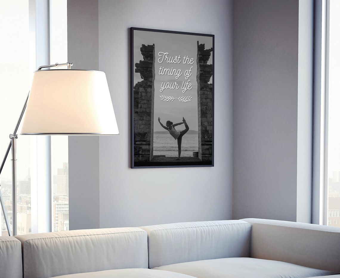 Trust the Timing of Your Life Yoga Quote Temple Gate Sunrise Poster - Image 4