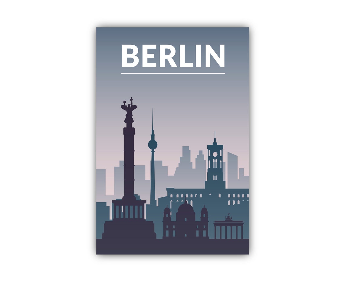 Berlin Germany City Skyline Silhouette Landmarks Poster Wall Art - Image 2