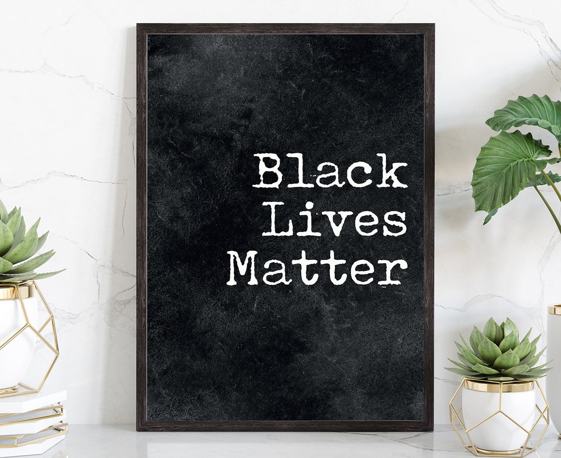 Black Lives Matter Bold Serif Text Protest Poster Black White Print